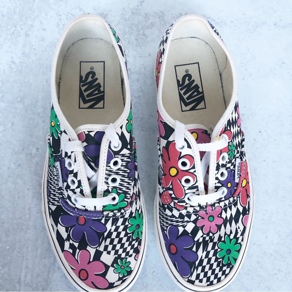 Vans Off The Wall Floral Checkerboard Lace Up Unisex Shoes Size 7 - Picture 4 of 12